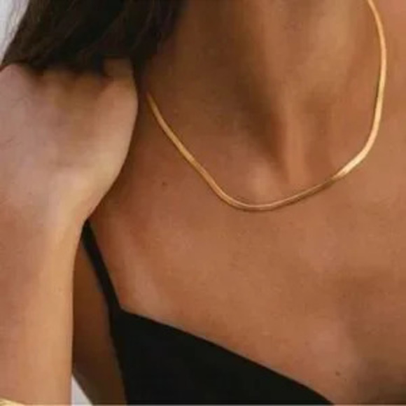 Jewelry - Gold Plated Herringbone Necklace Dainty Minimalist Chic